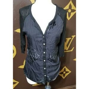 Nine West Vintage America Collection 3/4 Sleeve Black Knit Jersey Size Small